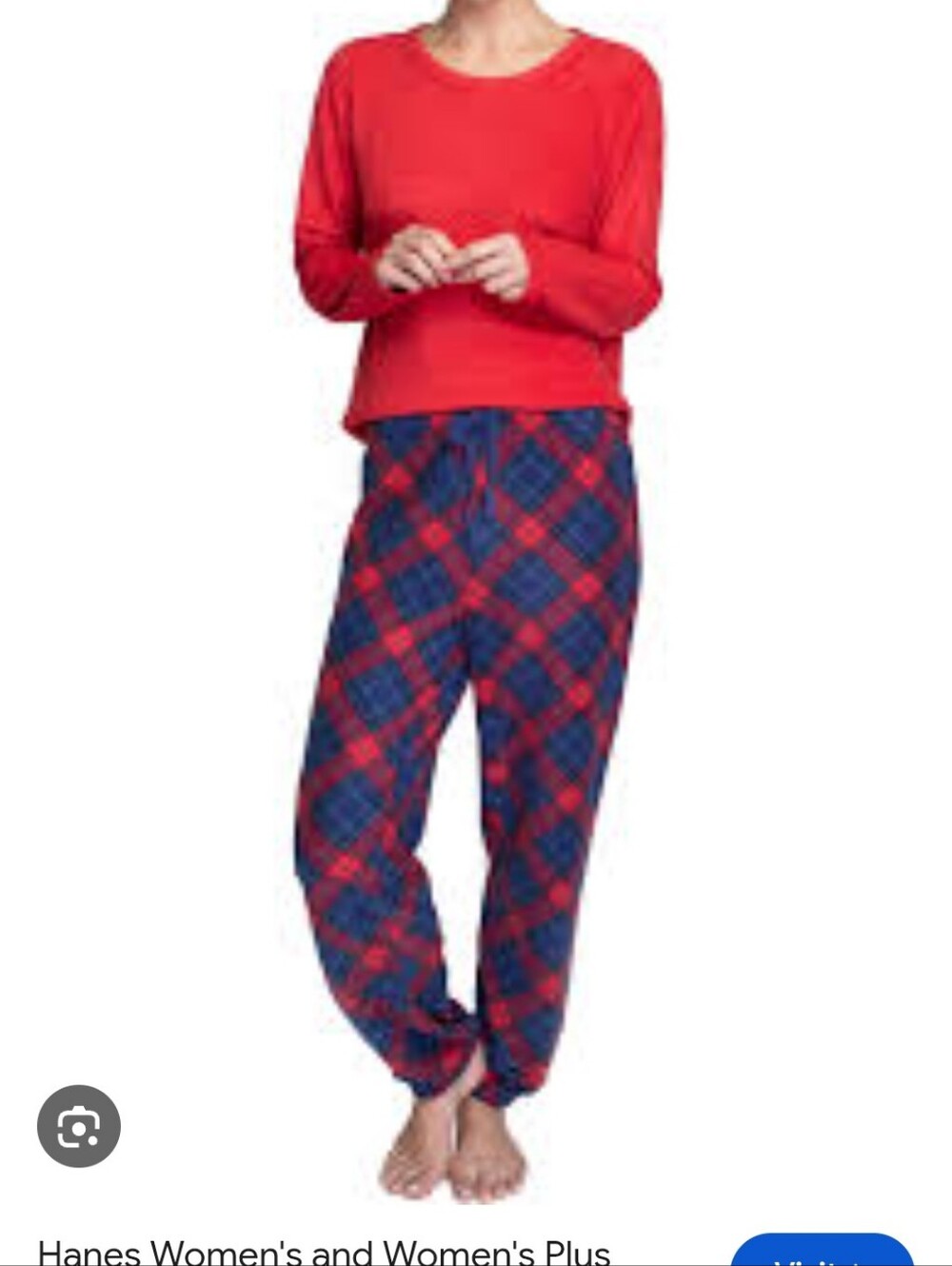 Hanes Comfort Sleep Plaid Pajama Set Red & Blue Size 1X NWT